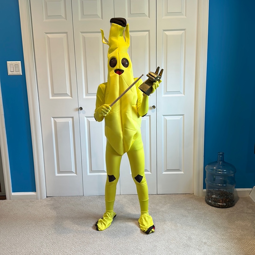 Peely Fortnite Halloween costume with llama bell